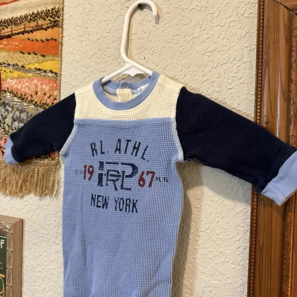 NWOT Ralph Lauren 1967 RARE Baby One Piece Designer‎ Waffle Lined Size 3 Months